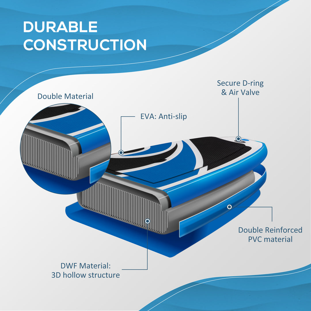 Inflatable 10'6" x 30" x 6" Paddle Stand Up Board, Adjustable Aluminium Paddle Non-Slip Deck Board with ISUP Accessories, 320L x 76W x 15H cm