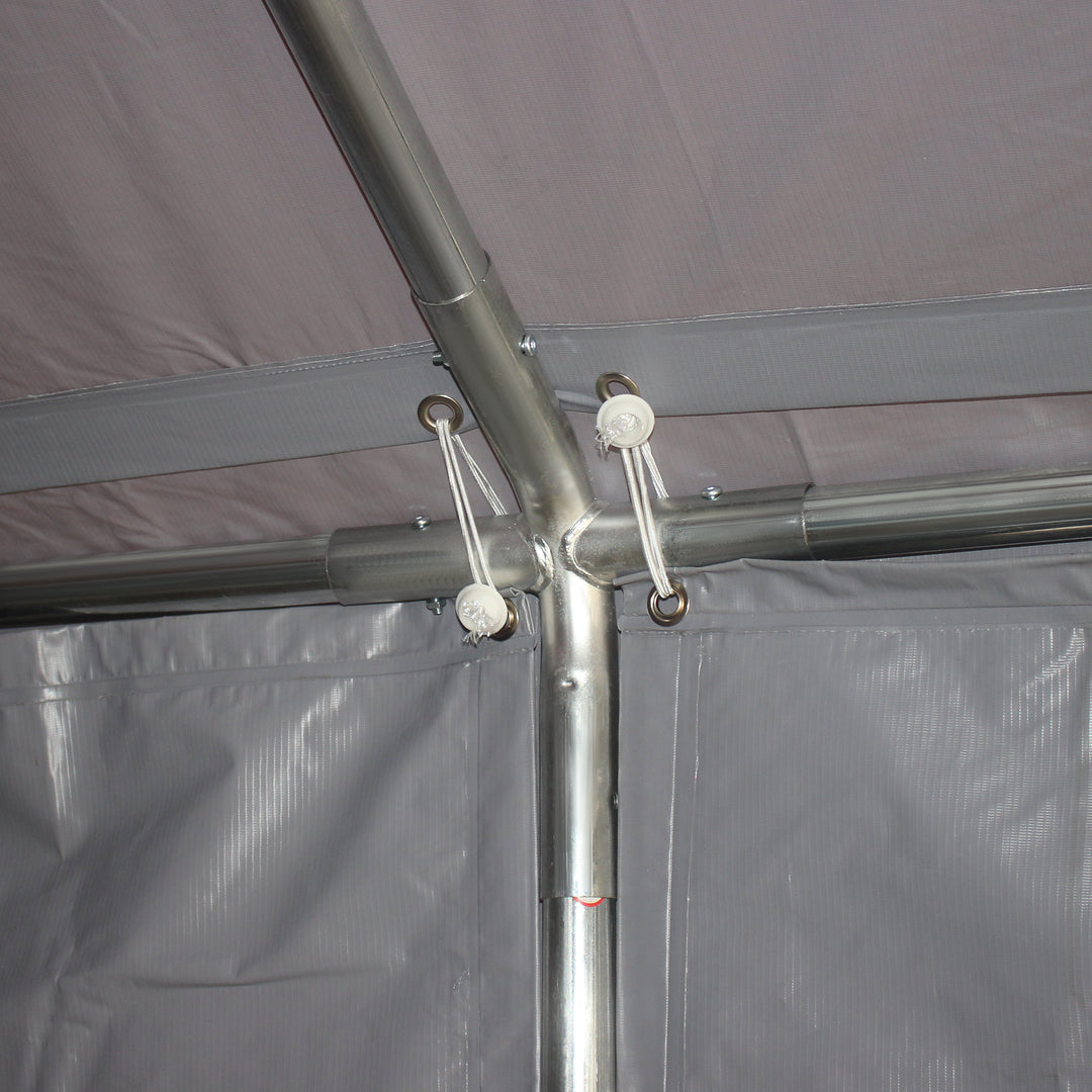 Outsunny 4 x 8 m Patio Garden Party Canopy, Outdoor BBQ, Wedding, Camping Gazebo Tent, Car Canopy Shelter w/ Side Panels &amp; Zipper Door, Dark Grey