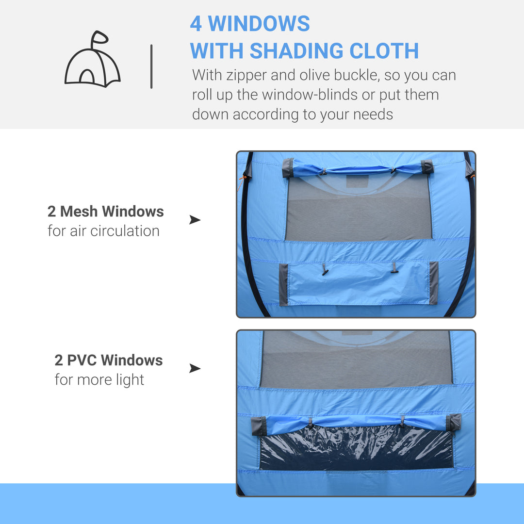 4-5 Person Pop-up Camping Tent Waterproof Family Tent w/ 2 Mesh Windows & PVC Windows Portable Carry Bag for Outdoor Trip Sky Blue