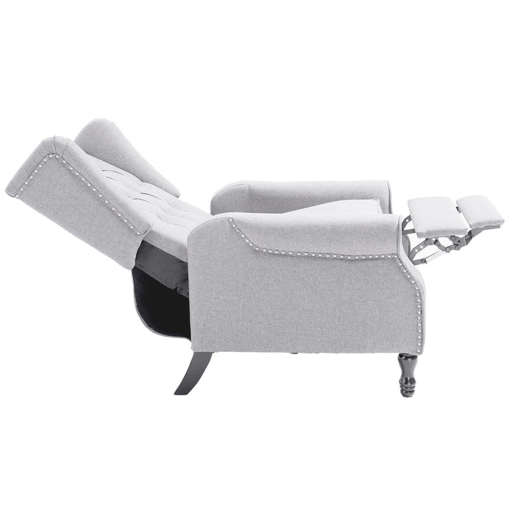 HOMCOM Recliner Armchair for Living Room, Reclining Chair, Wingback Chair with Button Tufted Back and Footrest, Light Grey