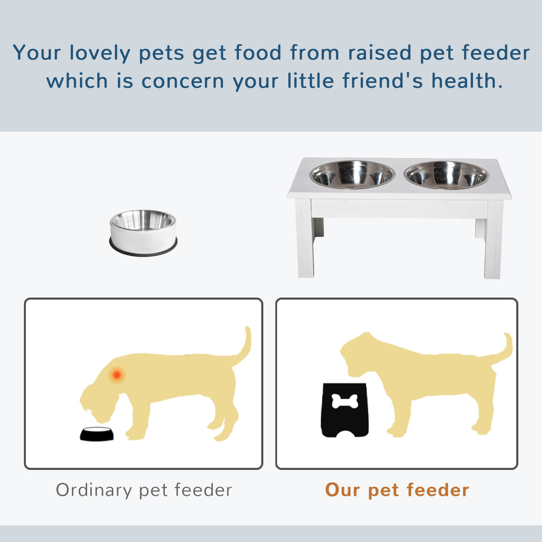 Pawhut Stainless Steel Pet Feeder, 43.7Lx24Wx15H cm-White