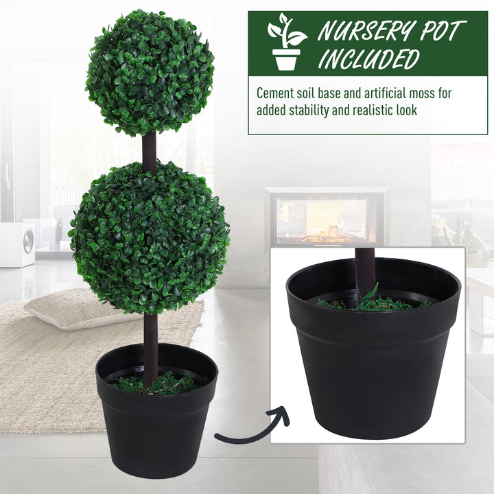 Set of 2 Artificial Boxwood Ball Topiary Trees Potted Decorative Plant Outdoor and Indoor DŽcor (67cm)