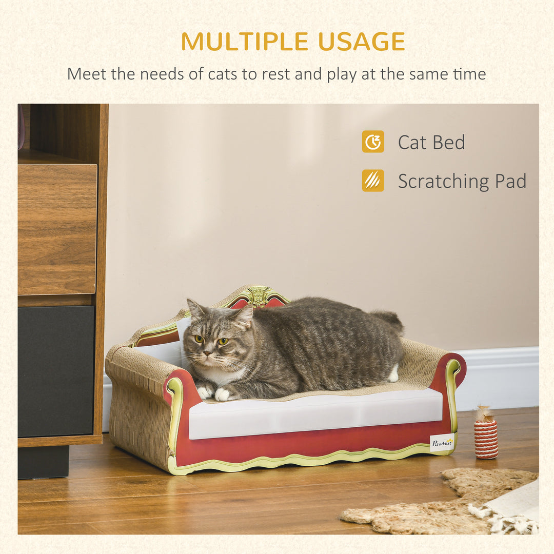 Cat Cardboard Scratcher, Lounge Sofa Bed with Catnip, 58 x 29.5 x 29cm