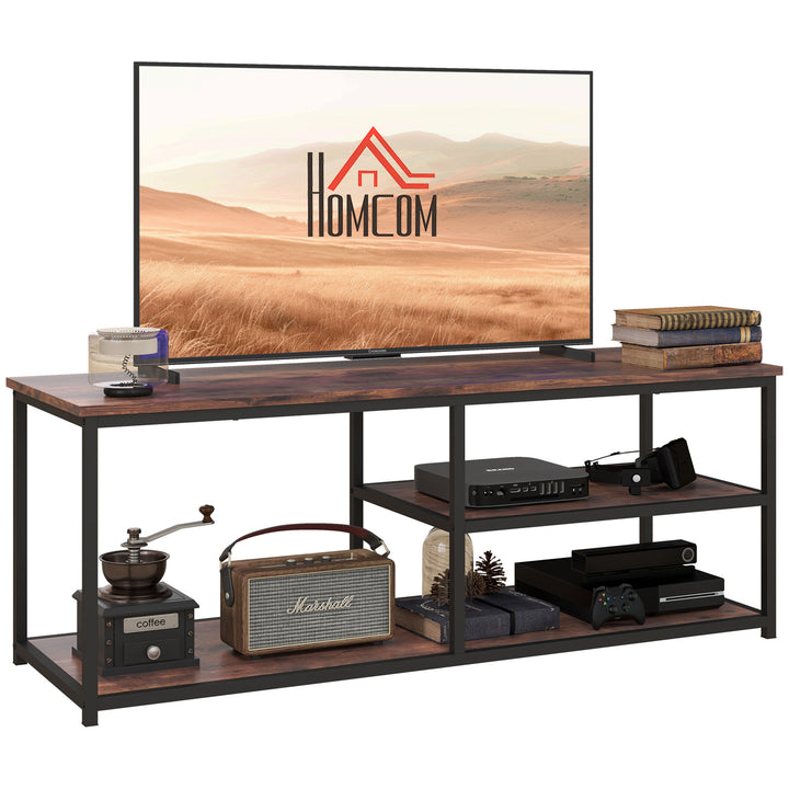 HOMCOM TV stand Industrial Style TV Cabinet With Storages 2 Shelves Metal Frame For living Room