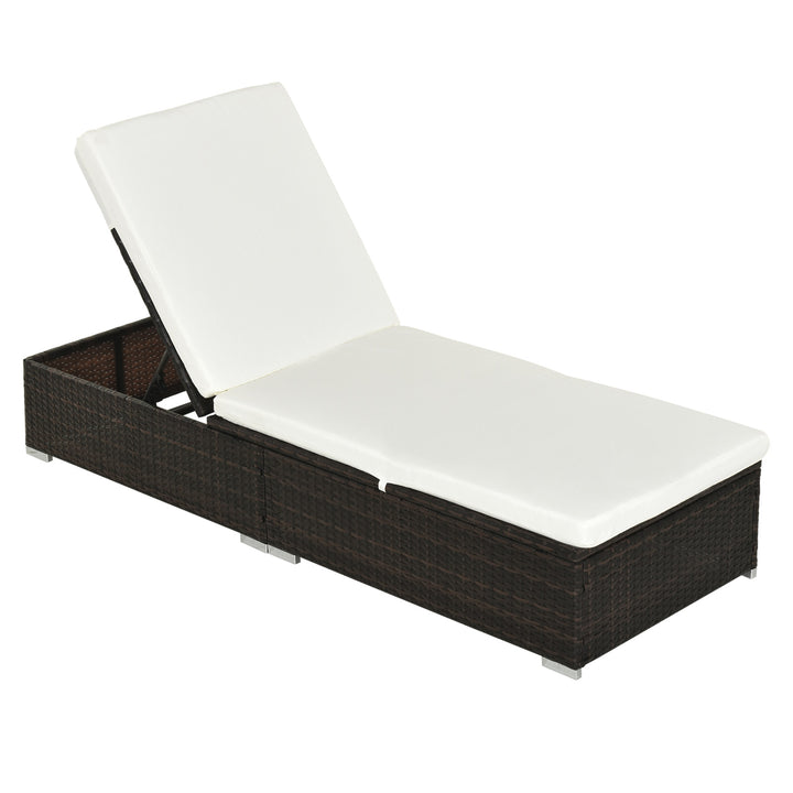Outsunny Rattan Recliner Lounger Garden Furniture Sun Lounger Recliner Bed Chair Reclining Patio Wicker Brown