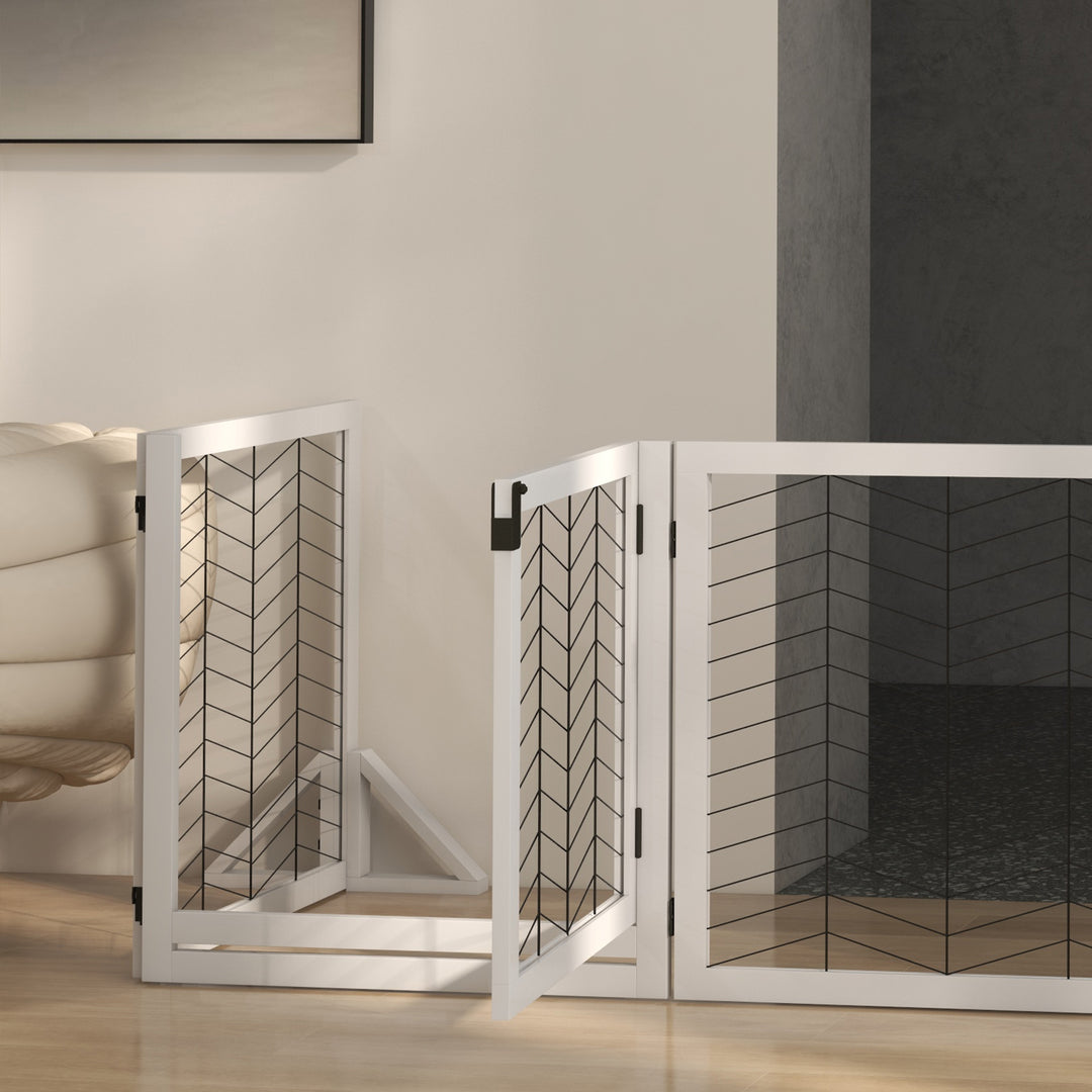 8 Panels Foldable Pet Playpen with Support Feet, for House, Doorway, Stairs, Small and Medium Dogs - White