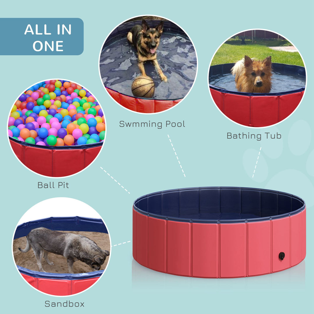 Non-Slip Foldable  Pet Swimming Pool-Red