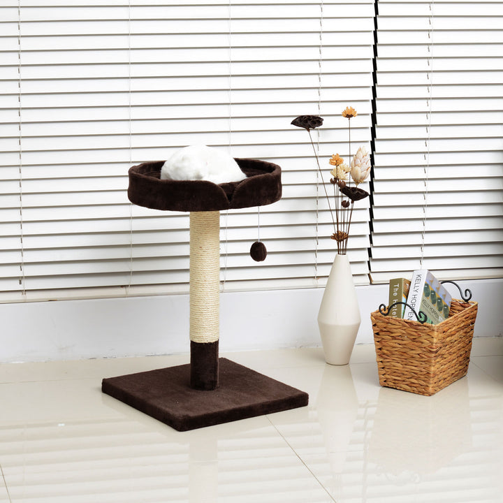 PawHut Cat Tree Scratching Post Furniture Pet Play Area Activity Center Kitten Climbers Climbing Exercise w/ Hanging Toy &amp; Cushion-Brown