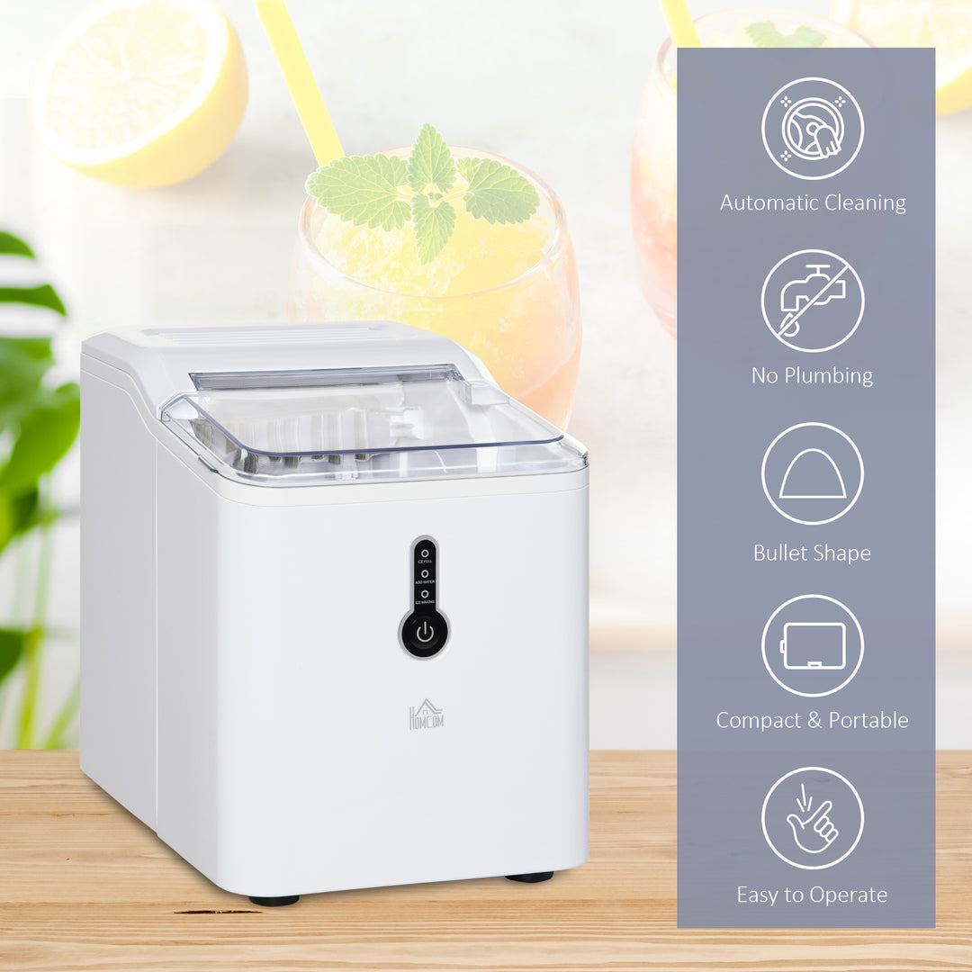 Ice Maker Machine with basket, Home Drink Equipment- White