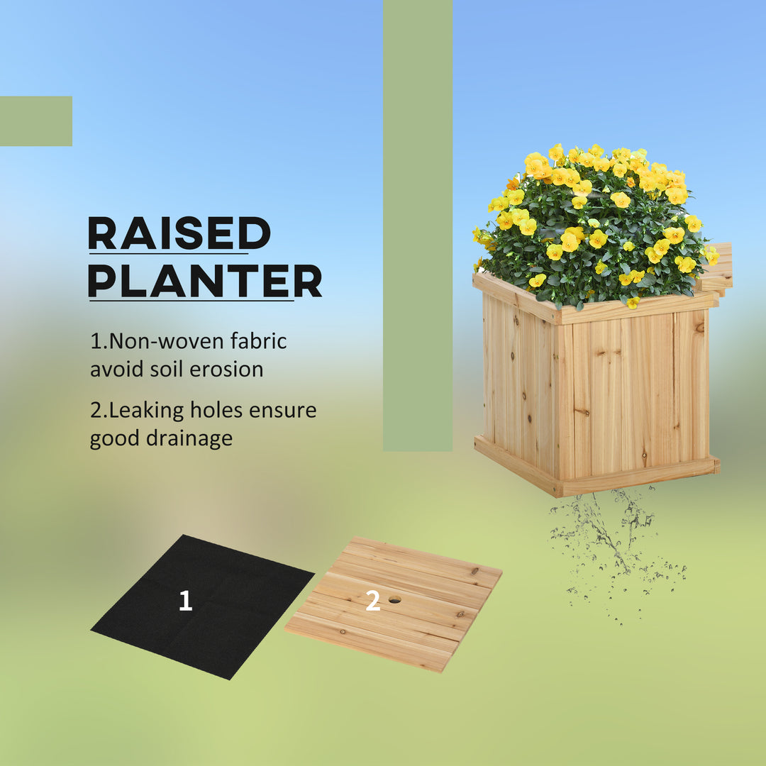 Outsunny Wooden Garden Planter & Bench Combination Garden Raised Bed Patio Park Natural 176 x 38 x 40 cm