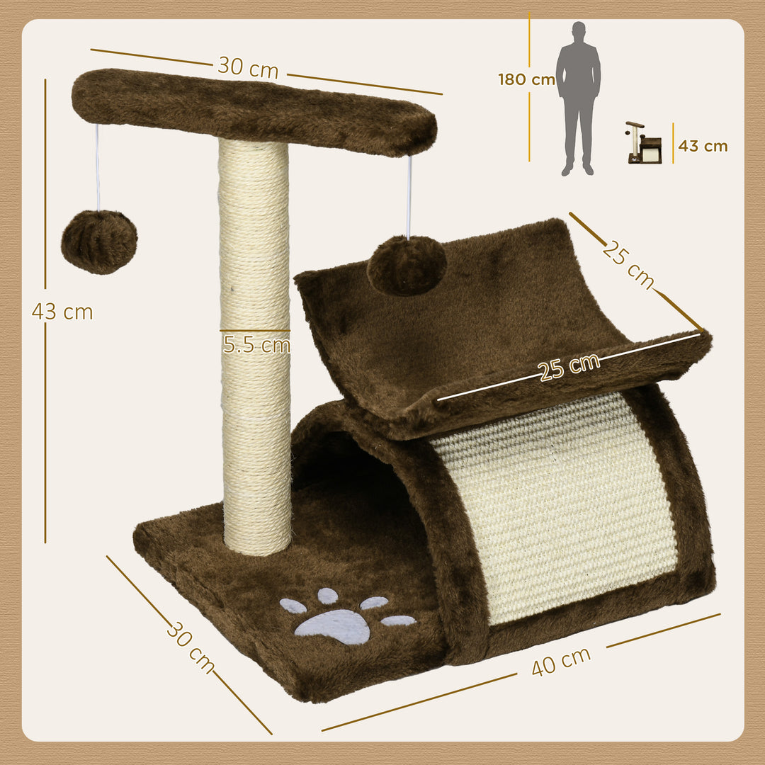 Cat Tree, Plush, 40Lx30Wx43H cm-Brown