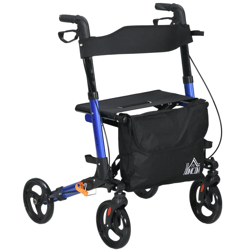 Rollator with Seat and Back, Folding Mobility Walker