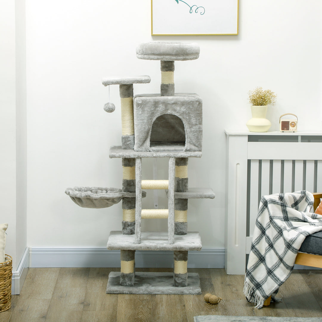 Plush Cat Tree with Sisal Scratching Post - Light Gray