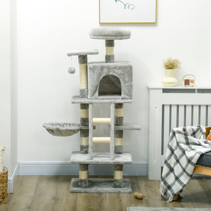 Plush Cat Tree with Sisal Scratching Post - Light Gray