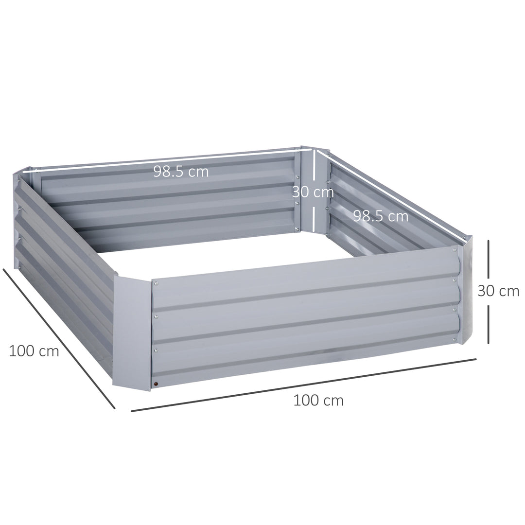 Set of 2 Raised Garden Bed, Elevated Planter Box with Galvanized Steel Frame for Growing Flowers, Herbs, 1m x 1m x 0.3m