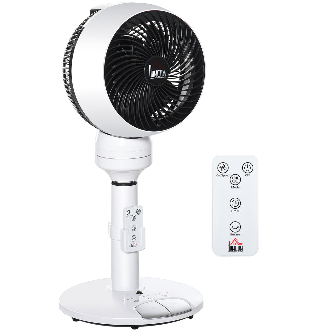 28'' Air Circulator Fan 3 Speed 3 Mode, 70° Oscillation 90° Vertical Tilt, Height Adjustable, Remote Controller for Living Room, Black & White