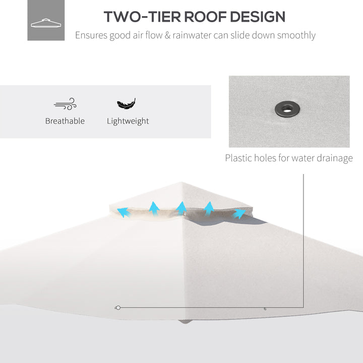 3x3(M) Replacement Gazebo Canopy, Double Tier Roof Top for Garden, Patio, Outdoor, Beige (TOP ONLY)