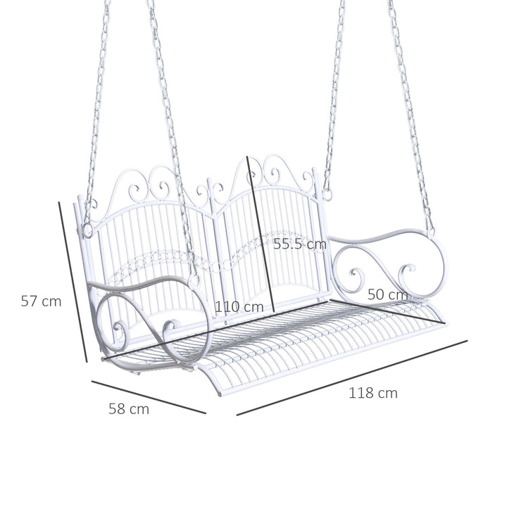 Metal 2-Seater Outdoor Garden Swing Bench White