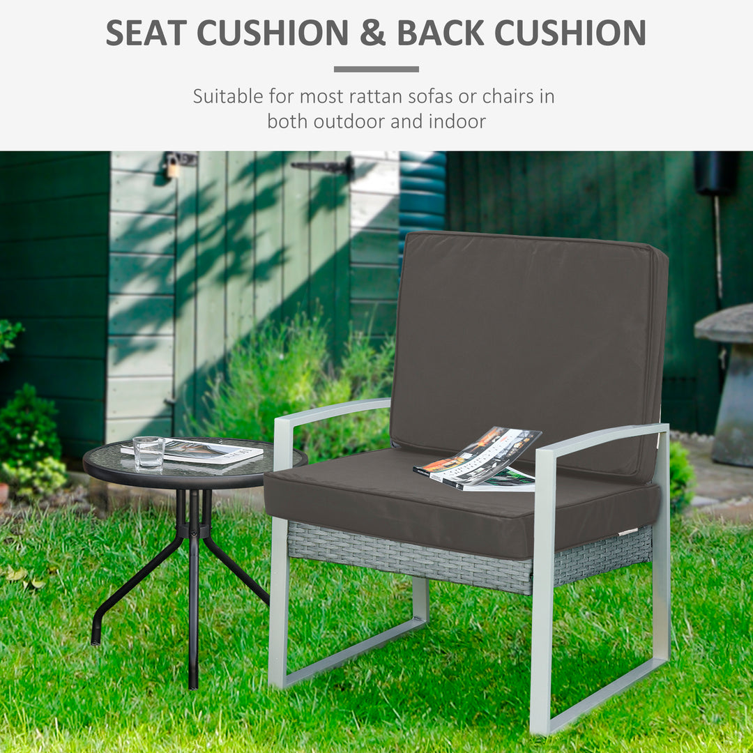 Set of 2 Garden Seat and Back Cushion Set, Seat Cushion and Back Cushion - Dark Grey