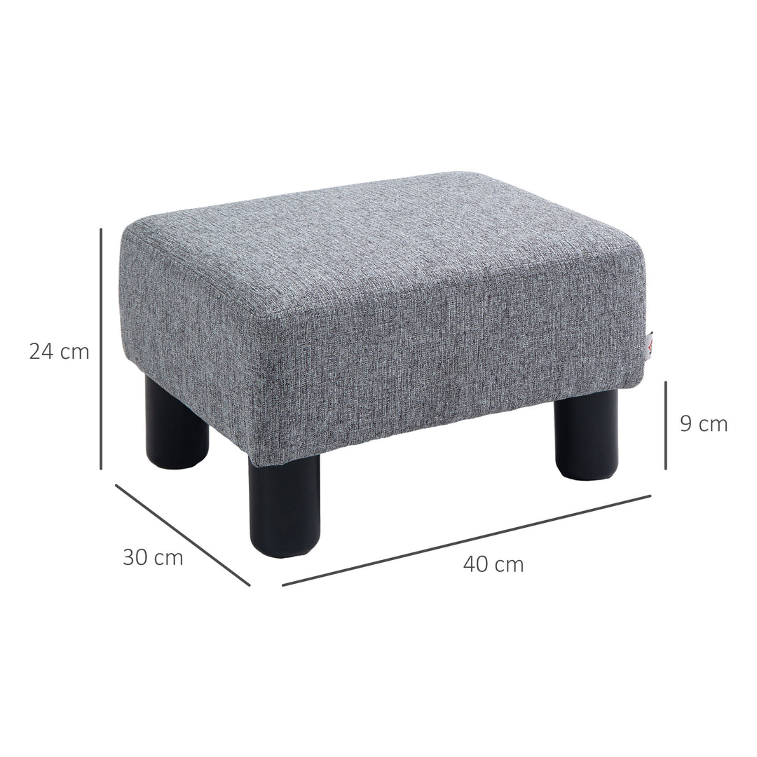 Linen Fabric Footstool Footrest Small Seat Foot Rest Chair Ottoman Light Home Office with Legs 40 x 30 x 24cm Grey