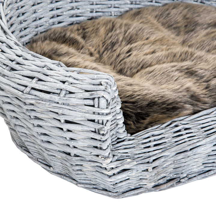 Pet Basket Sofa Bed, 57Lx46Wx17.5H cm, Willow Rattan-Grey