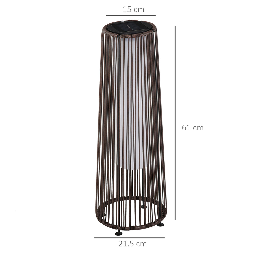 Patio Garden PE Rattan Solar Lights Woven Resin Wicker Lantern Auto On/Off Solar Powered Lights, Brown