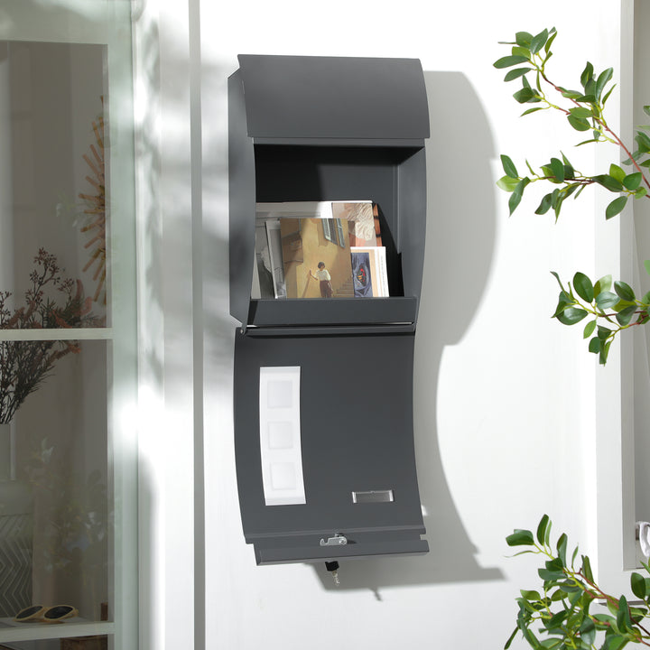 Wall Mounted Letter Box, Weatherproof Post Box, Anthracite Grey