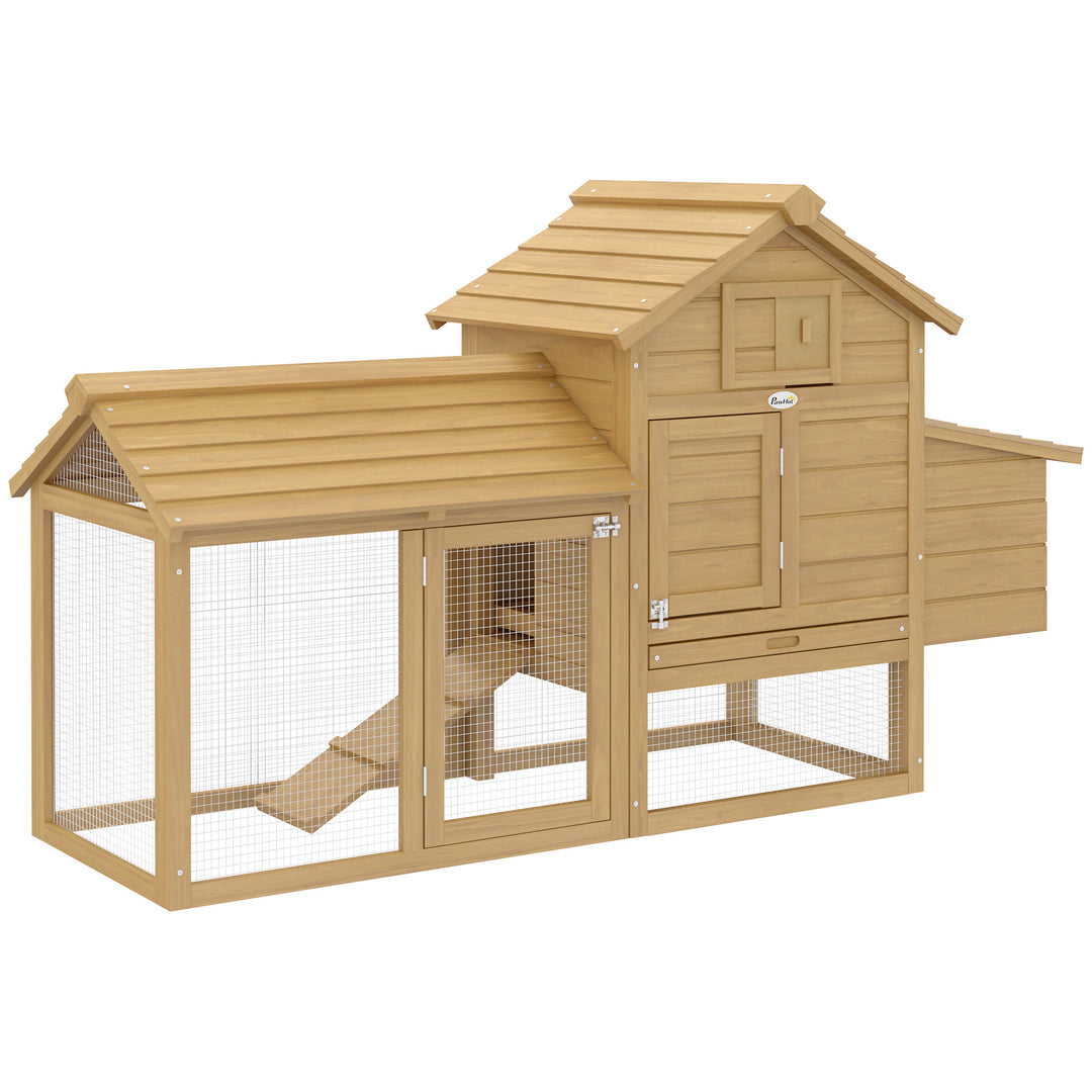 Chicken Coop Hen Cage Small Animal Hutch Nesting Box w/Outdoor Run 150.5 x 54 x 87 cm