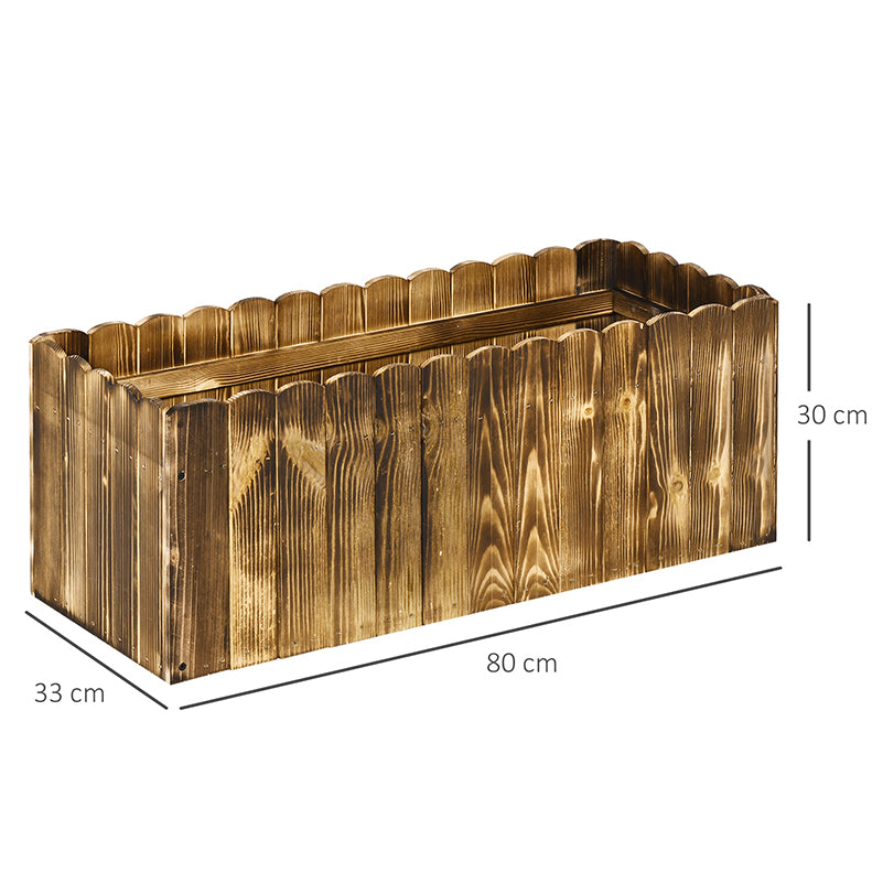 70L Garden Flower Raised Bed Pot Wooden Outdoor Large Rectangle Planter Vegetable Box Outdoor Herb Holder Display (80L x 33W x 30H (cm))