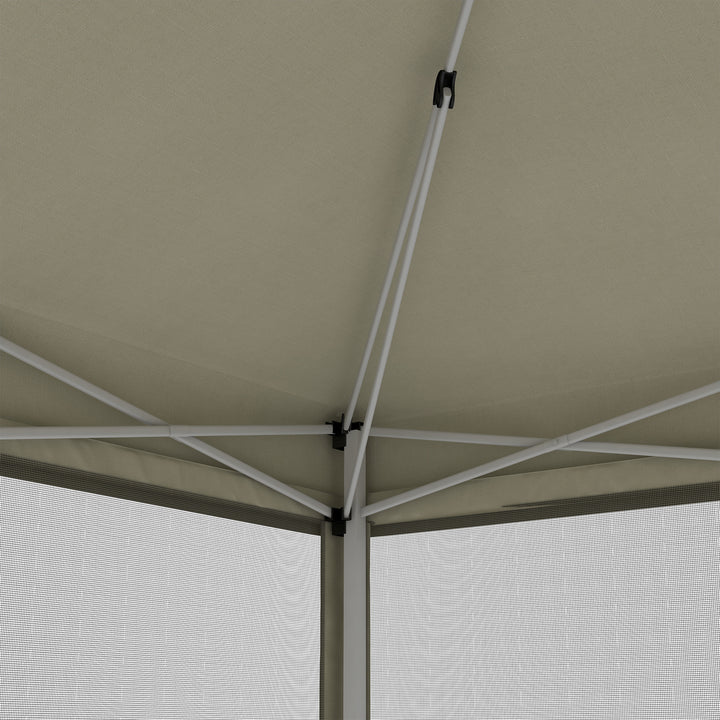 3x3m Pop Up Gazebo W/ Mesh Walls-Tan