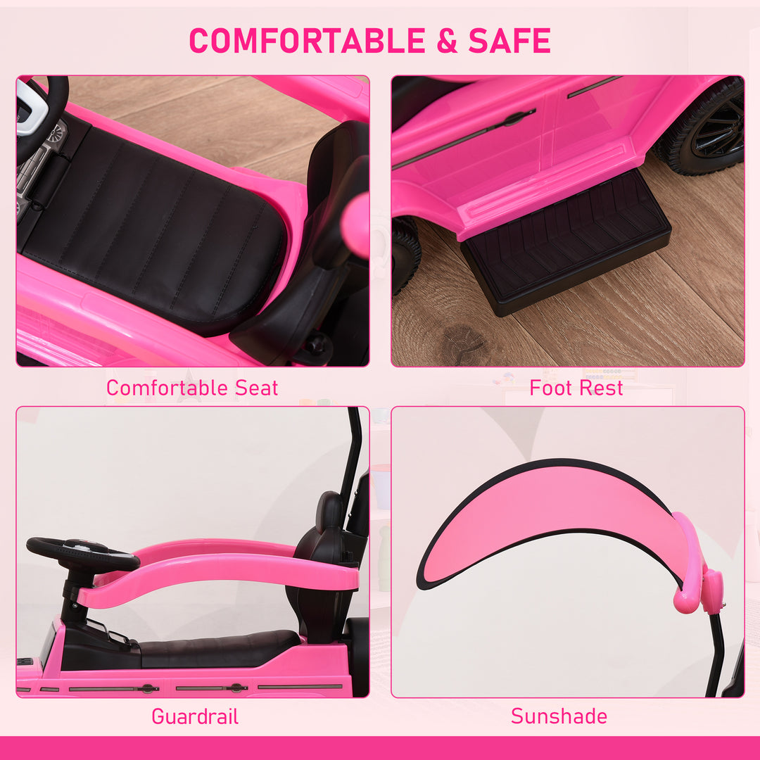 Compatible Ride-On Push Along Car Sliding Walker Mercedes-Benz G350 Walker Foot to Floor Slider Stroller Toddler Vehicle Steering Wheel Pink