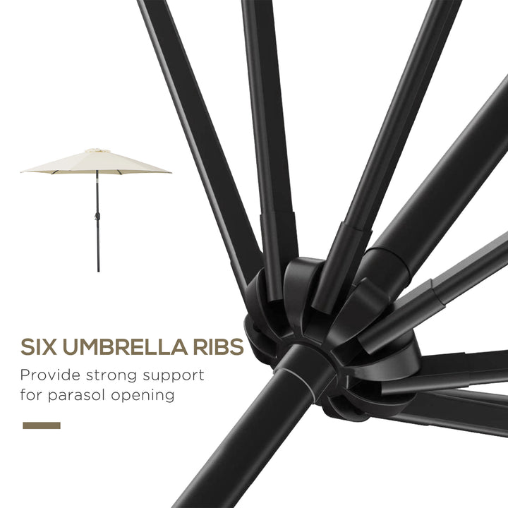 2.7 m Patio Umbrella Sun Shade Tilt Crank Garden Aluminium Frame-Cream White