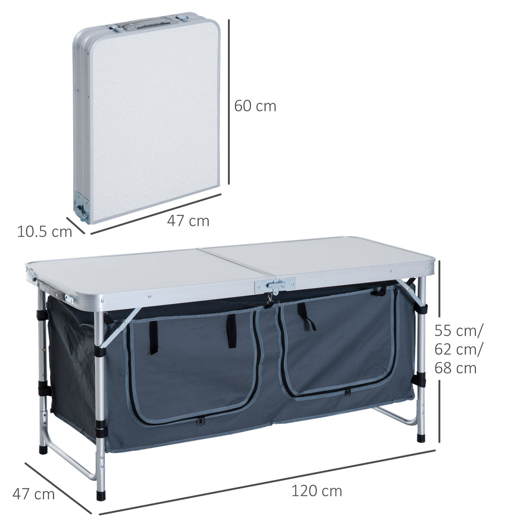 Adjustable Aluminum Picnic Table-Pebbles White