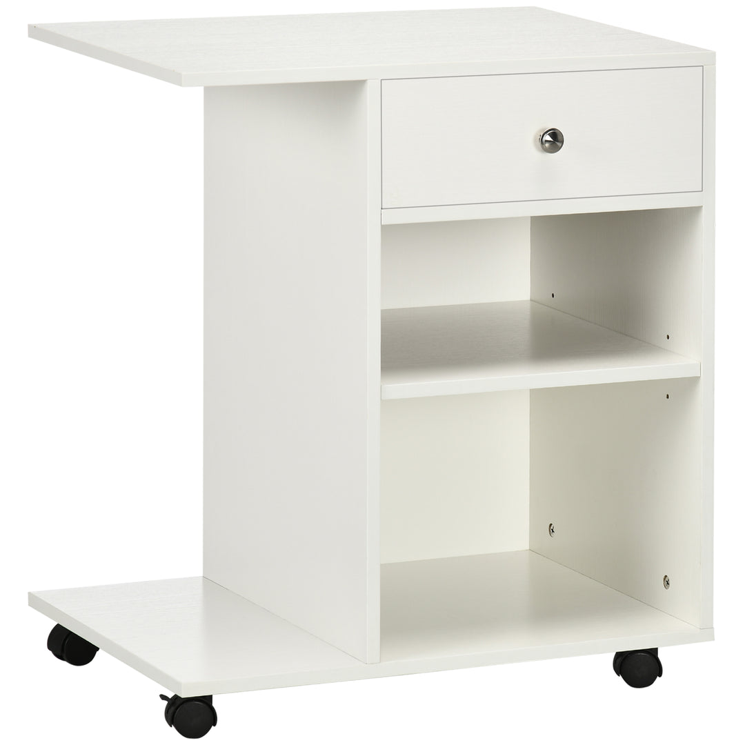Vinsetto Mobile Printer Stand Rolling Cart Desk Side with CPU Stand Drawer Adjustable Shelf and Wheels White