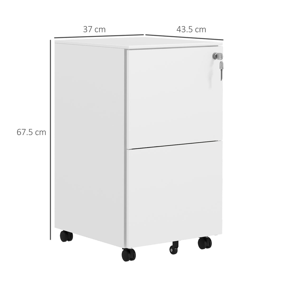 Vertical Filing Cabinet with Lock, Adjustable Hanging Bar-White