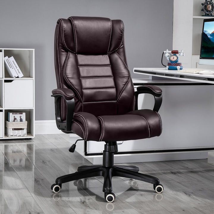 Vinsetto High Back Executive Office Chair 6- Point Vibration Massage Extra Padded Swivel Ergonomic Tilt Desk Seat, Brown