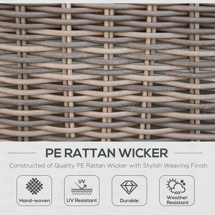 Outsunny Deluxe Garden Rattan Furniture Sofa Chair &amp; Stool Table Set  Patio Wicker Weave Furniture Set Aluminium Frame Fully-assembly - Brown