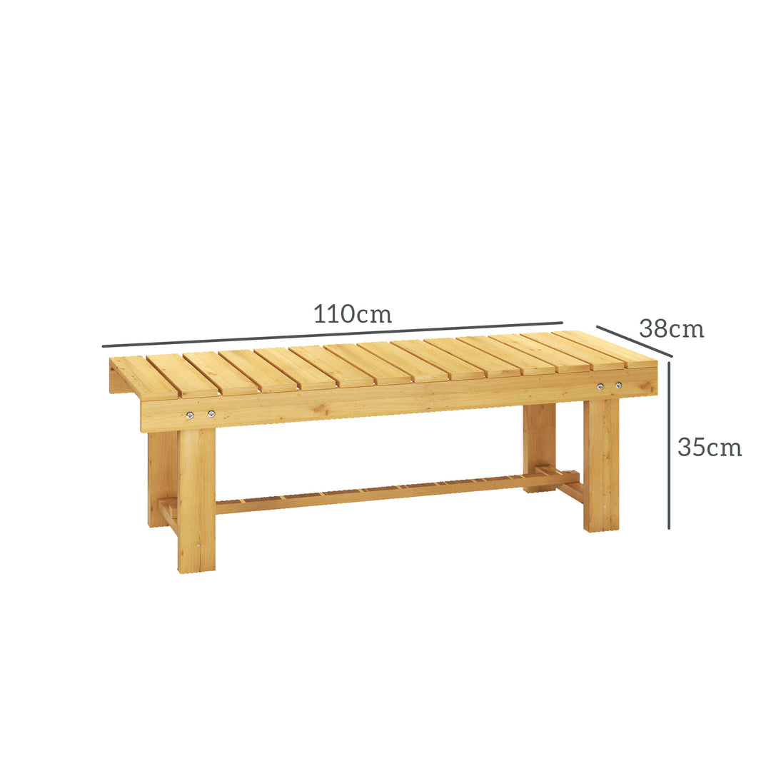 2-seater Outdoor Indoor Garden Wooden Bench Patio Loveseat Fir 110L x 38W x 35H cm Natural