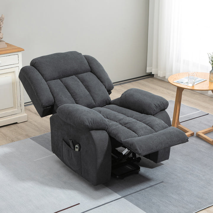 Oversized Riser and Recliner Chairs for the Elderly, Heavy Duty Fabric Upholstered Lift Chair for Living Room with Remote Control, Side Pocket, Dark Grey