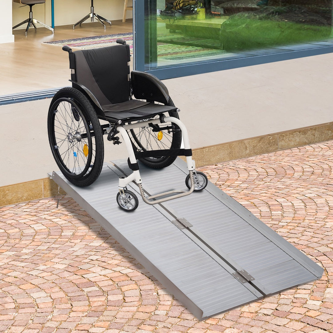 Folding Aluminum Ramp Wheelchairs/Scooters/Pet Mobility Ramp W/Handle 40"