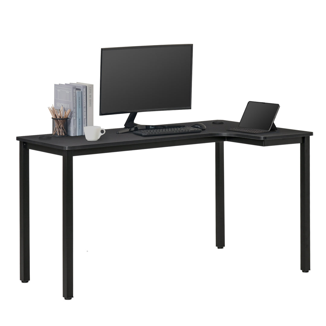 L-Shaped Gaming Desk, Computer Corner Desk, Home Office Workstation with Cable Management, 145 x 81 x 76cm, Black