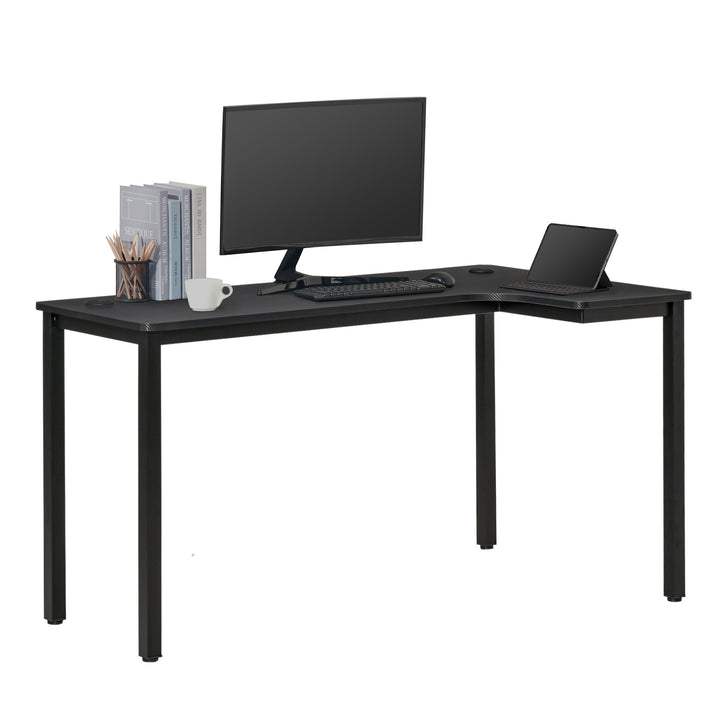 L-Shaped Gaming Desk, Computer Corner Desk, Home Office Workstation with Cable Management, 145 x 81 x 76cm, Black