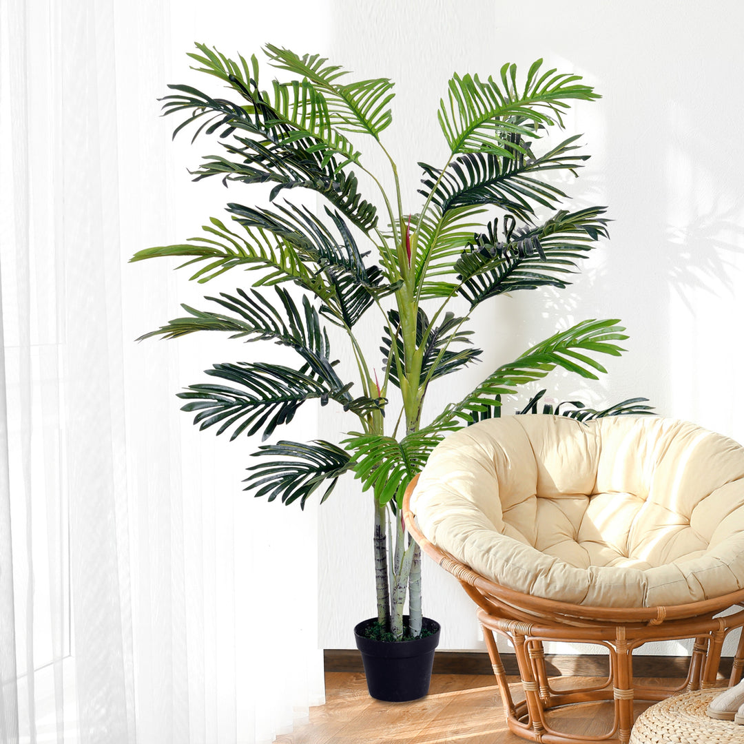 150cm(5ft)  Artificial Palm Tree Decorative Indoor Faux Green Plant w/Leaves Home Décor Tropical Potted Home Office