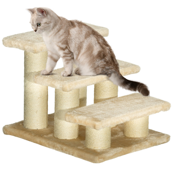 PawHut Pet Steps Portable Cat Dog Little Older Animal Easy Climb Stairs Assistance Cream