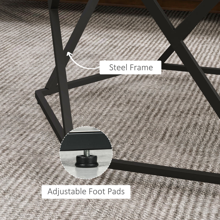 Coffee Table with High Gloss Marble Tabletop, Modern Cocktail Table with Steel Frame for Living Room, White