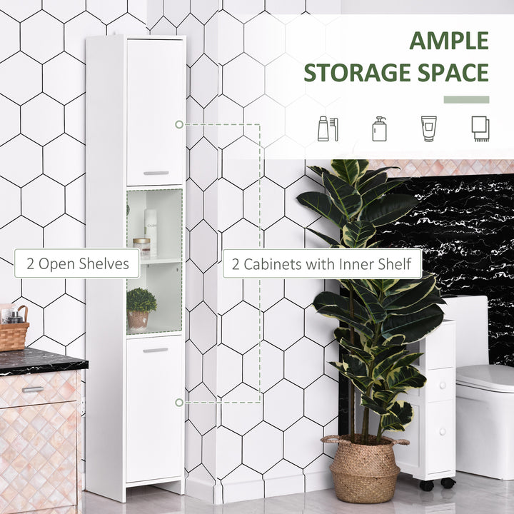 Particle Board Tall Freestanding Bathroom Storage Cabinet White