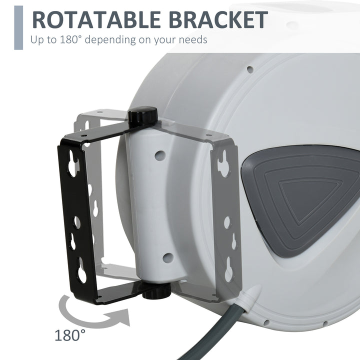 DURHAND Retractable Air Hose Reel 10m+90cm (Hose Diameter 3/8" 9.5mm), Hose Connector 1/4" BSP, Wall Mount Auto Rewind Hose-Reel