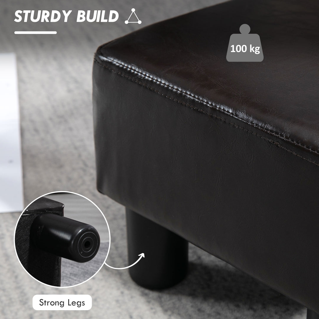 PU Faux Leather Footstool Ottoman Cube w/ 4 Plastic Legs Black