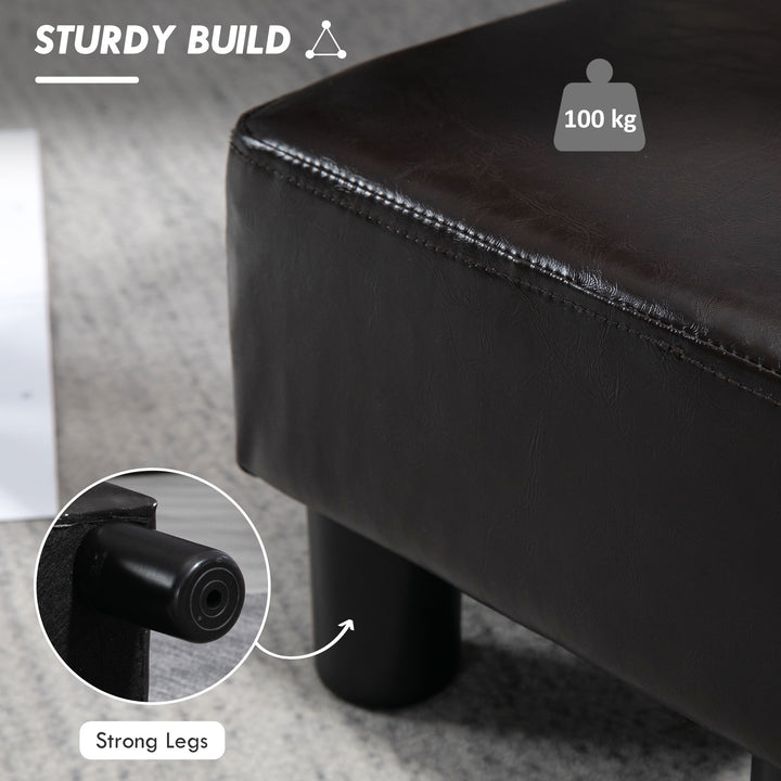 PU Faux Leather Footstool Ottoman Cube w/ 4 Plastic Legs Black