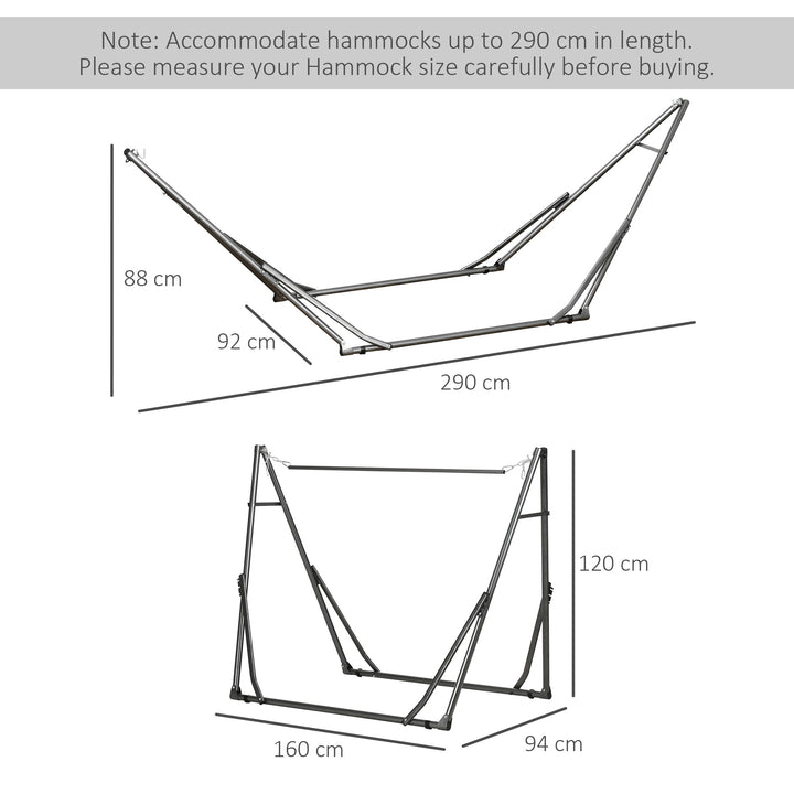 Foldable Hammock Stand, Portable Hammock with Metal Frame, 2 in 1 Hammock Net Stand, Clothes Drying Rack, Load Capacity 120kg Black